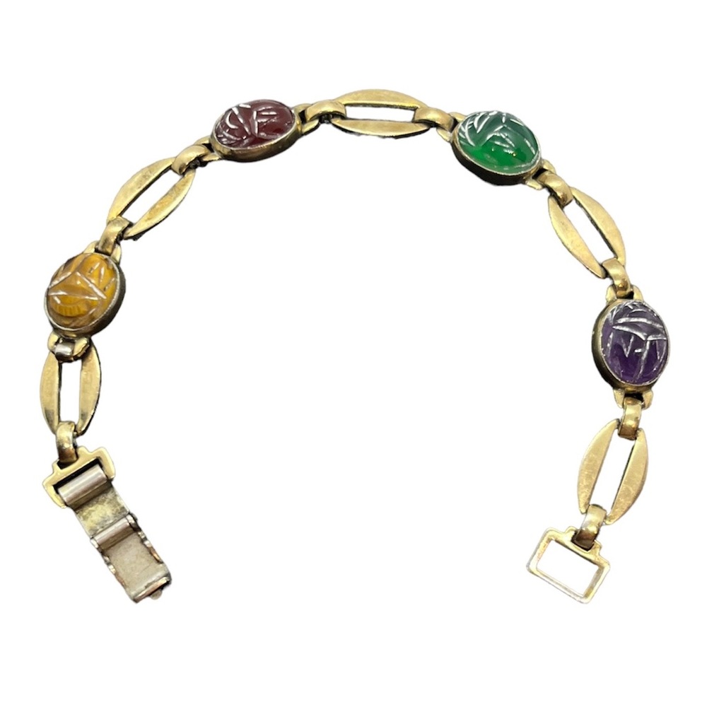 1940’s Symmetalic vintage scarab bracelet sterling silver & 14k plated
